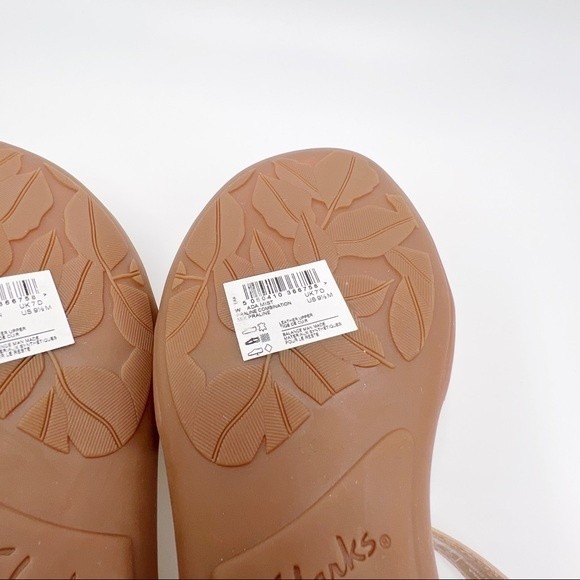 Clarks Size 9.5 Ada Mist Tan Beige Blush Pink Praline Leather Sandals Shoes - Picture 12 of 14